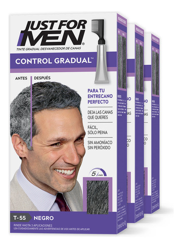 Tinte Just For Men Control Gradual 3 Pack Tono Negro