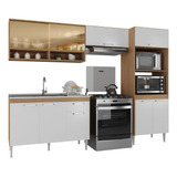 Armário Cozinha Compacta Modulada Paris Multimóveis Mp2227 Cor Rustic/branco