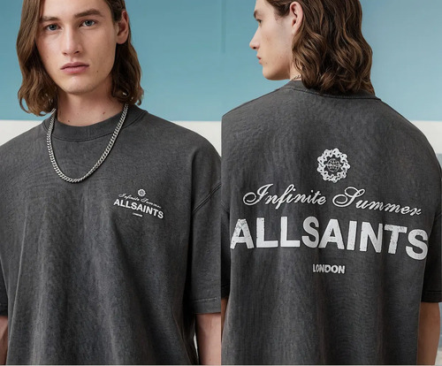 Y B Camiseta Allsaints For Hombre Con Estampado Letras Al D