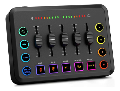 Gaming Audio Mixer, Streaming Rgb Pc Mixer With Xlr Micro...