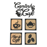 Quadro Decorativo Cantinho Café Quadrinhos 5 Peças Placa 3mm
