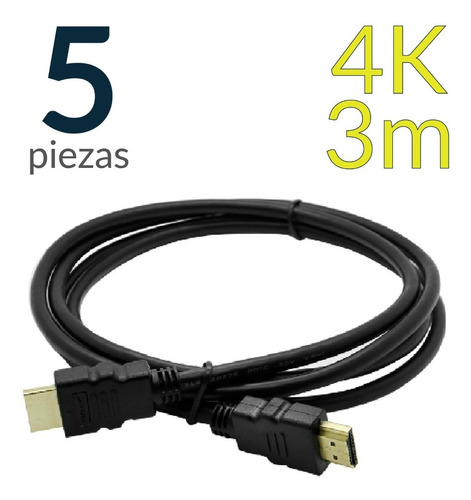 Paquete De 5 Cables Hdmi De 3 Metros Soporte 4k