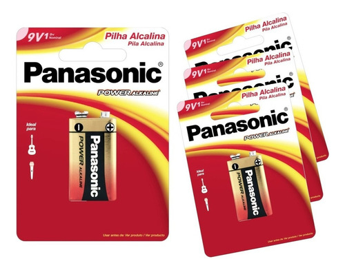 10 Bateria 9v Alcaliina Panasonic Cartela Com 1 Unidade