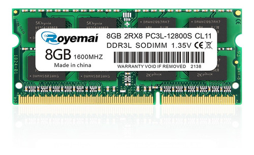 Memoria Ram Color Verde 8gb Royemai Pc3l 12800s Para Laptop