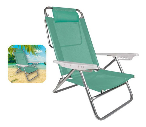 Cadeira Praia Reclinável Alumínio Com Almofada Anis Mor