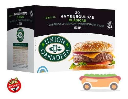 20 Hamburguesas Unión Ganadera De 83 Gramos