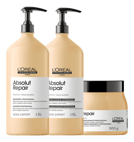 Kit Loreal Absolut Repair Gold Sh 1.5l E Cond 1.5l Masc 500g