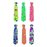 12 Corbata Colores Neon Fiesta Glow Mayoreo Batucada Venta