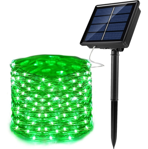 Luz Natal Externa Prova Dagua Solar 100led 10m Pisca Verde