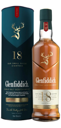 Whisky Glenfiddich Single Malt 18 Años, 750cc Con Estuche