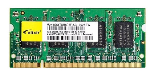 Memoria Sodimm Elixir 1gb Ddr2 800mhz Pc2-6400s Notebook