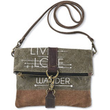 Pgi Traders Live Love Wander Upcycled Canvas Crossbody ...