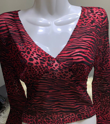 Sexy Blusa De Mangas Largas Animal Print