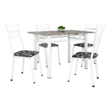 Conjunto De Mesa Itália Com 4 Cadeiras 1,20m Branco/granito