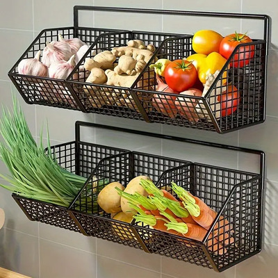 Estante De Almacenamiento De Cocina Montado En La Pared Negro | Envío gratis
