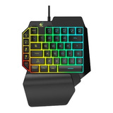 Teclado De Una Mano Gamer Ziyou Lang K15 Color Negro Con Luz Rainbow