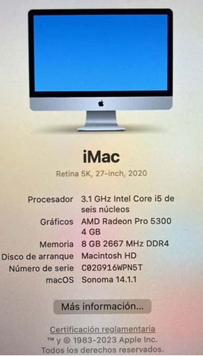 Apple iMac 27'' Retina 5k, 8gb Ram 256gb,  Parallels Incluid