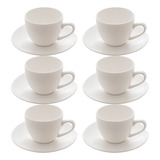 Conjunto 6 Xícara De Café Com Píres Em Porcelana Clean 100ml