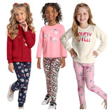 3 Conjunto Infantil De Blusa De Moletom Calça Legging Barato