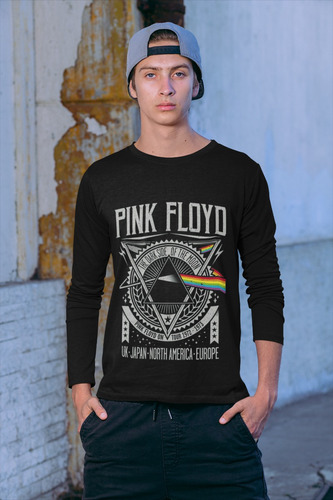 Polera Larga Pink Floyd Rock Musica Poster Estampado Algodon