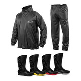 Conjunto De Chuva Motoqueiro + Bota Pvc Motociclista Motoboy