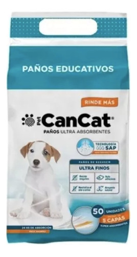 Cancat Paños Pañales Entrenamiento Perros 50 Unidades 60x40cm