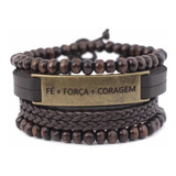 Kit De Pulseiras Fé Força Coragem