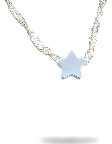 Collar Cadena Y Estrella Pasante Chica De 7mm Plata 925