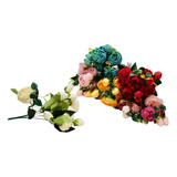 Ramo De Rosas Decorativas Flores Artificiales Maceta Adorno