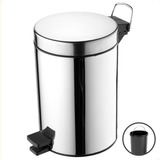 Lixeira Inox Banheiro 12 Litros Cozinha Cesto C/ Pedal Tampa