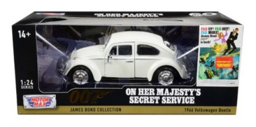 Motormax 1:24 1966 Volkswagen Beetle Vocho James Bond 007 Color Blanco