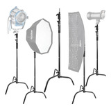 Kit 5 Tripé Iluminação Estudio Century Greika 30kg 3,3m