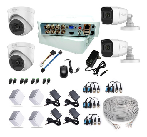 Kit 4 Cámaras Seguridad Con Audio Hilook + Dvr 8 Ch 