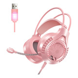 Auriculares Para Juegos Auriculares Con Usb 7.1 Rosado