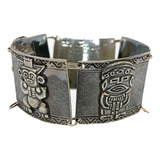 Pulsera Ancha Diseño Azteca Plata 900 18,5 Cm