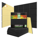 Paquete De 36 Paneles Acústicos Negros De 12 X 12 X 0.4 P