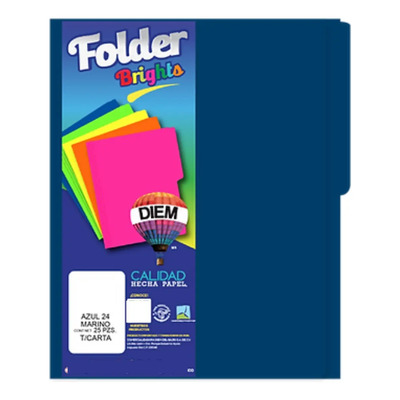Folder Tamaño Carta Colores Brillantes 25 Pzas Color Azul Marino