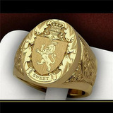 Anillo De Hombre De Plata 925 Chapado En Oro Amarillo 18k Co