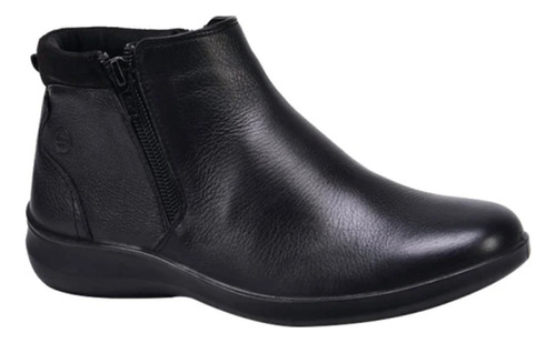 Botin Doble Cierre Casual Flexi 5913 Comodo En Piel Negro