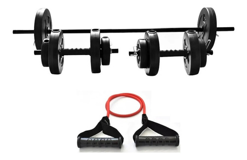 Kit 2 Mancuernas + Barra + 24 Kg. Discos Pesas Pvc Sonnos 