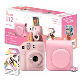Kit  Instax Mini 12 Câmera Instatânea + Bolsa + Filme Maron