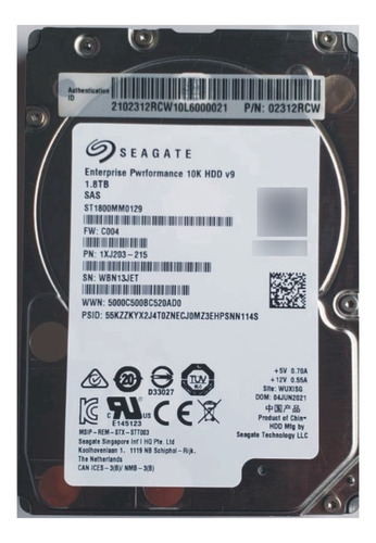 Hd Seagate 1.8tb Enterprise Performance Sas 12gbps 2.5 Pol