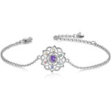 Pulsera Flor De Loto Siete Chakras Plata 925 Regalo Mujer 