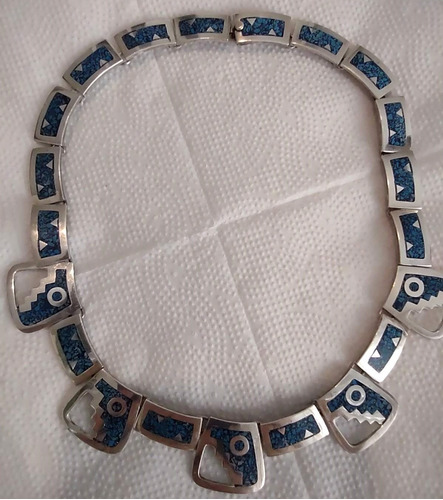 Collar Plata 925 Con Piedras Lapislázuli México Un Solo Uso 