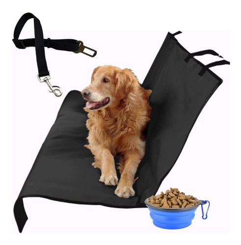 Funda Mascota Perro Cubre Asiento Auto + Cinturón + Bowl 