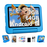 Tablet 7'' Para Niños Android 13 7+64gb Wifi6 Funda Eva