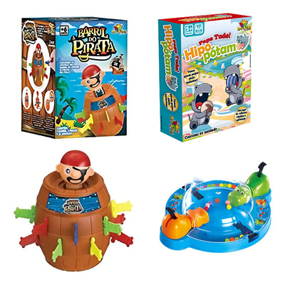 Kit Jogo Pula Pirata Barril + Jogo Hipopótamo Papa Tudo