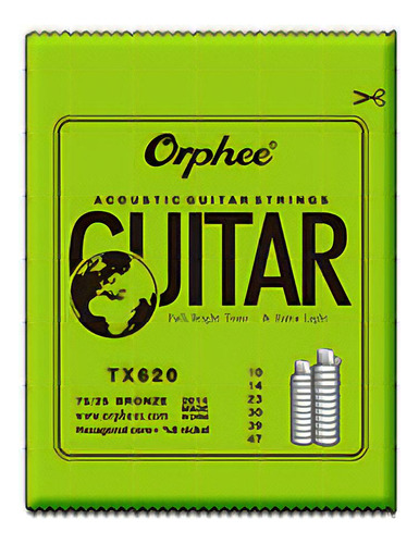 Cuerdas E, B, G, D, A Para Guitarra Acústica Orphee Tx Tx620