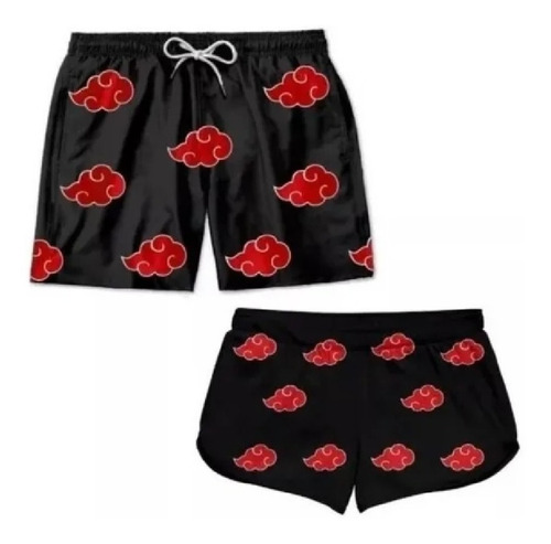 Kit Casal Short Praia Akatsuki Bermuda De Anime