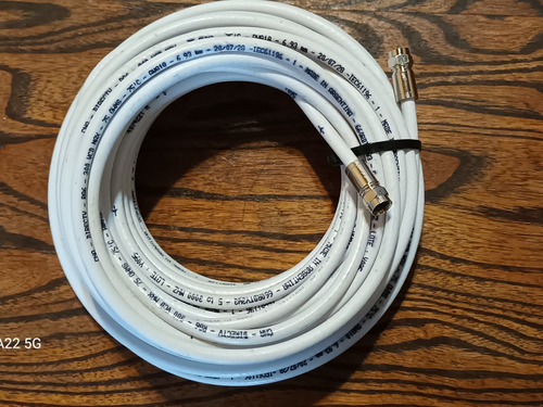 Cable Coaxil Rg6 Armado Blanco. X 15 Metros. 